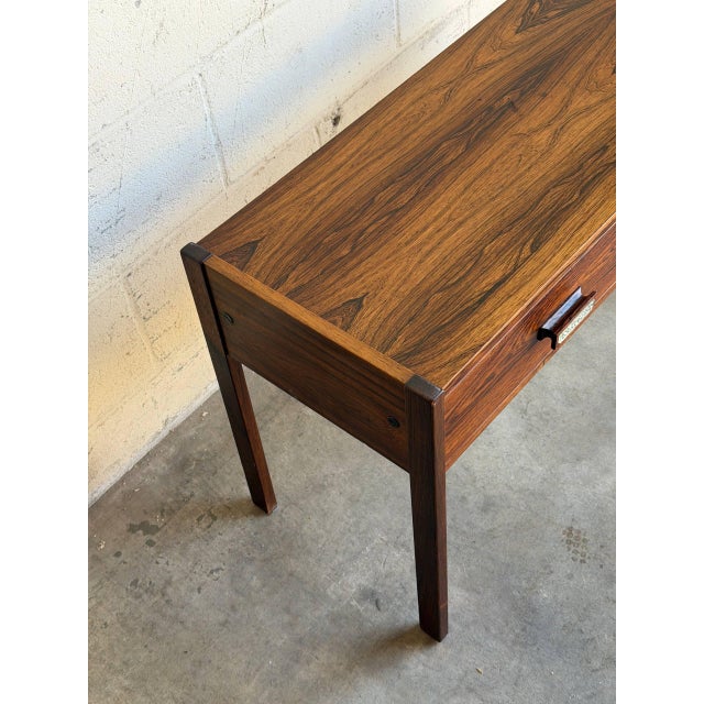 Brown Rosewood Entry Table With Two Drawers Danish Mid-Century Modern 1960s For Sale - Image 8 of 10