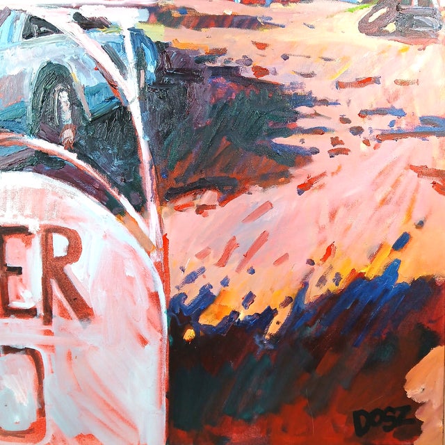 2010s Matt Doszkocs Signed Oil Painting, "Bonfield's Gas Station, Bethesda, Md," Modern Impressionist, Framed For Sale - Image 5 of 9