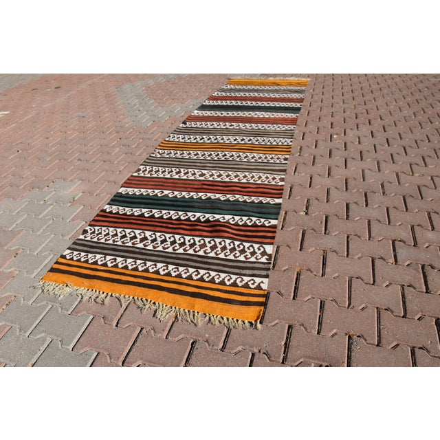 1970s 1970s Scandinavian Hand Knotted Colorful Runner For Sale - Image 5 of 10