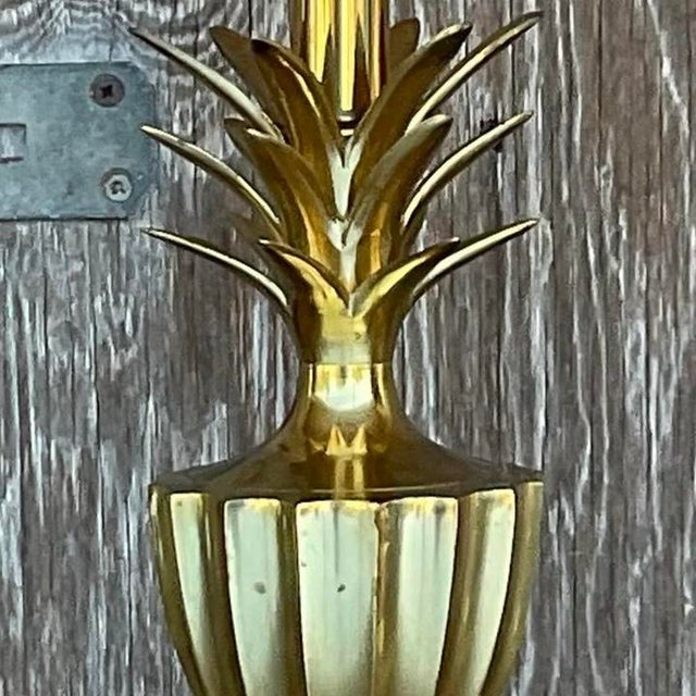 Vintage Regency Petite Brass Pineapple Lamp For Sale - Image 11 of 14