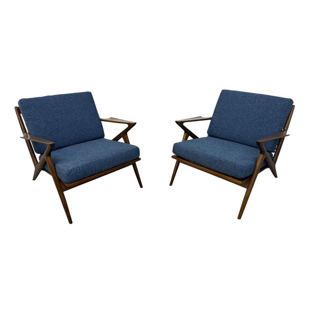Selig Mid-Century Danish Modern Poul Jensen for Selig Walnut "Z" Arm Chairs For Sale - Image 4 of 10