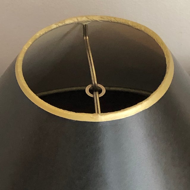 Black Vintage Late 20th Century Black & Gold Paper Empire Lamp Shade For Sale - Image 8 of 11