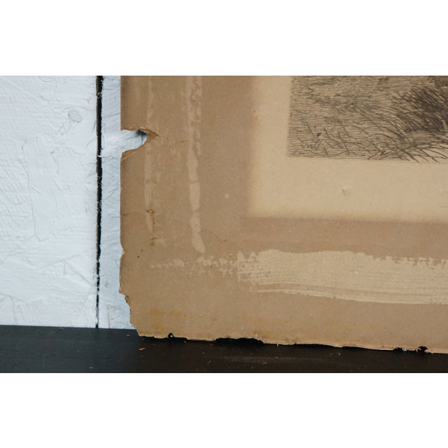 Antique 1902 J Wilson River With Windmill Landscape Signed Etching 28", Framed For Sale - Image 12 of 14