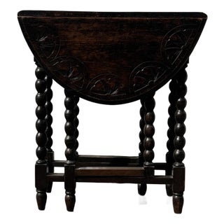 English Arts & Crafts Oak Barley Twist Gateleg Drop Leaf Table For Sale