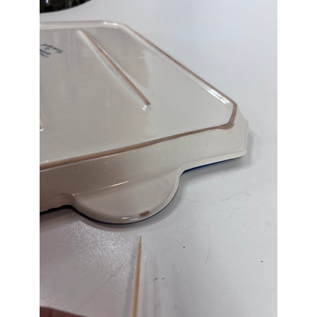 Italian Tray Dipinto A. Mano Pottery Hand-Painted Ceramic Serving Tray or Plate With Handles, Landscape Scene With Building & Water, Trees For Sale - Image 12 of 12