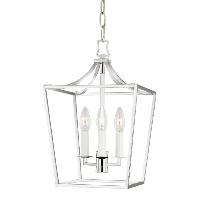 Chapman & Myers by Visual Comfort Studio Southold Mini Lantern, Polished Nickel For Sale