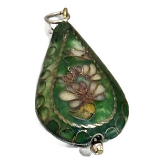 Green Teardrop Cloisonne Pendant For Sale