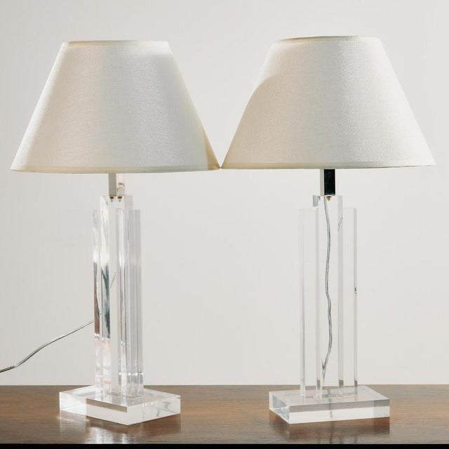 Vintage Acrylic Glass Table Lamps, 1980s, Set of 2 For Sale - Image 11 of 11