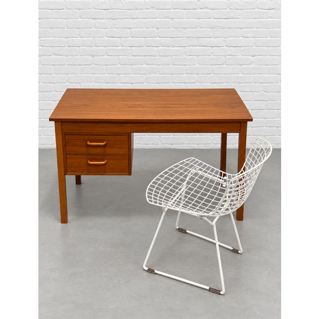 Apartment Sized Mid Century Modern Teak Desk | Compact Danish Writing Desk, C. 1960's For Sale - Image 9 of 16