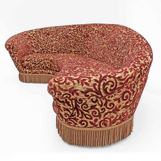 Maroon Mid-Century Modern Italian Curved Sofa by Federico Munari, 1950s For Sale - Image 8 of 12