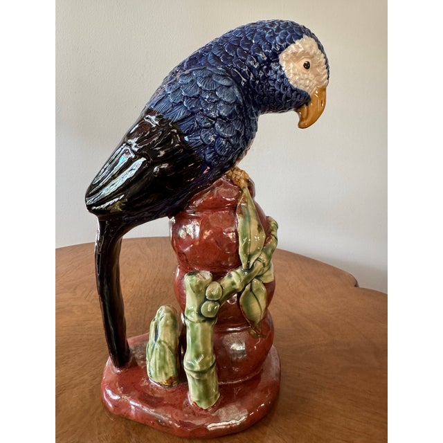Italian Vintage Italian Majolica Ceramic Parrot 10.5” H For Sale - Image 3 of 12