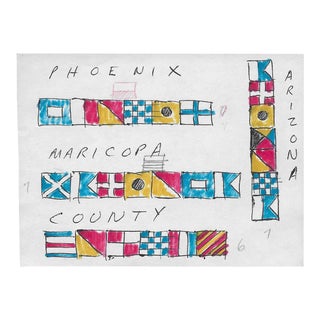 Robert Herrmann Nautical Flag Design Drawing For Sale