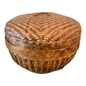 Vintage Oval Woven Rattan Basket With Lid
