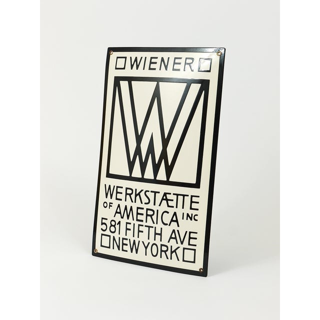 Wiener Werkstätte of America Inc New York Enameled Advertising Sign by Josef Hoffmann, 1960s For Sale - Image 6 of 18