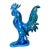 Vintage Italian Blue & Green Ceramic Rooster Figurine For Sale