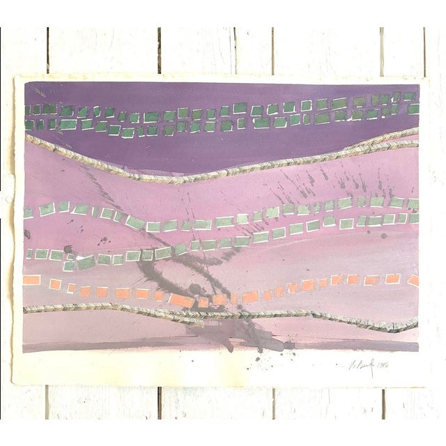 Plastic Barbara Beck 1986 Abstract Acrylic Painting on Paper - Signed/Dated/Unframed For Sale - Image 7 of 9