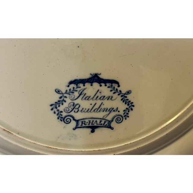 Antique 19th Century English Regency Staffordshire Blue Transferware Dinner Plates - Italian Buildings by Ralph Hall Circa 1825 - Set of 5 For Sale In New York - Image 6 of 17