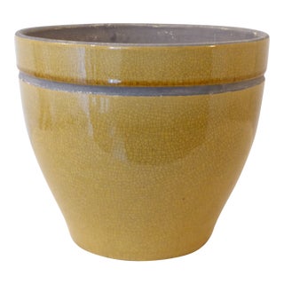 Vintage Country Crackle Glaze Mustard Tone Ceramic Planter For Sale