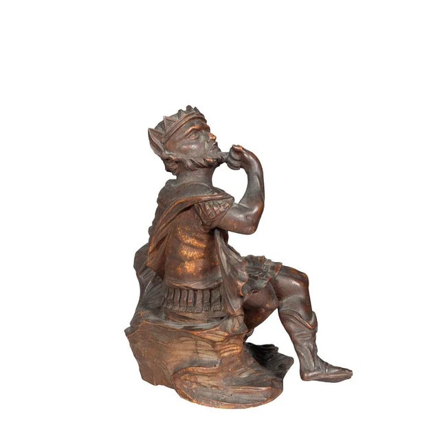 Italian Early Italian Carved Figure of a Seated King For Sale - Image 3 of 11