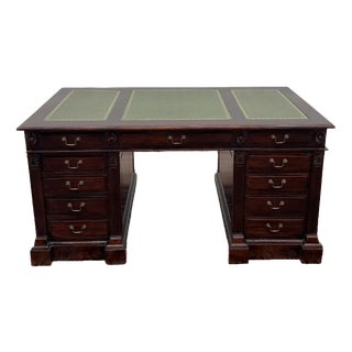 English Teak Chesterfield Desk For Sale