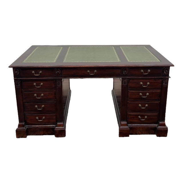 English Teak Chesterfield Desk For Sale