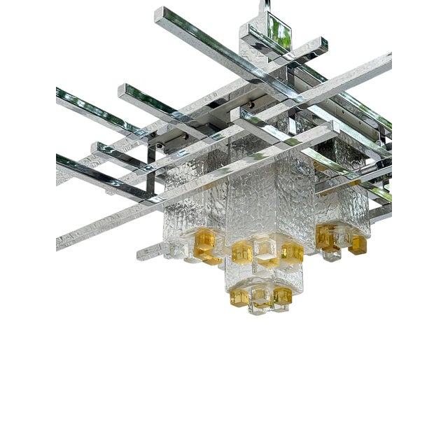 Metal Chandelier attributed to Albano Poli for Poliarte, 1970 For Sale - Image 7 of 18