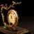 Bronze Vintage Bronze Table Clock Jeweled Bird & Dog Sculptural Desk Timepiece 4.3" For Sale - Image 8 of 9