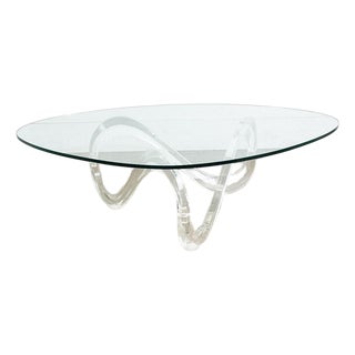 1970s Mid Century Modern Coffee Table Abstract Sculptural Glass Attributed to Charles Hollis Jones For Sale