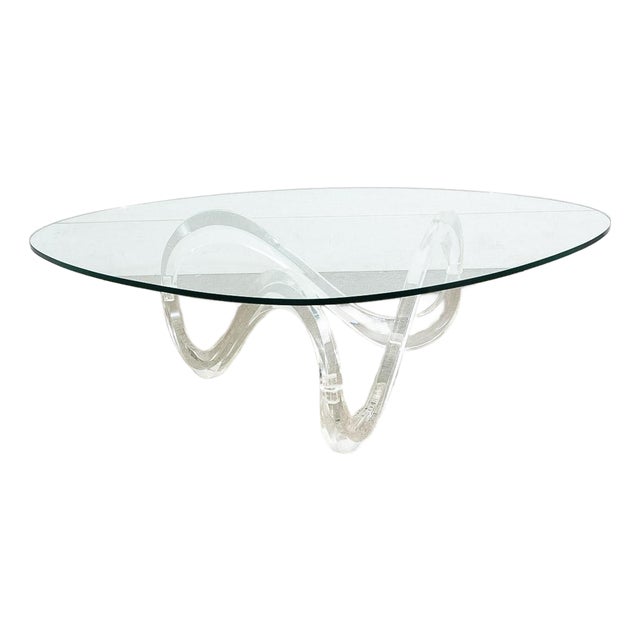 1970s Mid Century Modern Coffee Table Abstract Sculptural Glass Attributed to Charles Hollis Jones For Sale