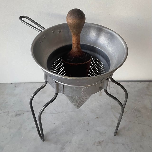 Antique Aluminum Cone Food Mill With Wooden Pestle Chairish