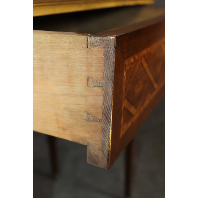 Wood Fine French Louis XVI Marquetry Tulipwood and Kingwood End Table With Bronze For Sale - Image 7 of 12