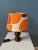 Brown Vintage Space Age Table Lamp with Orange Textile Shade, 1970s For Sale - Image 8 of 11