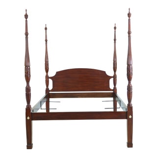 Henkel Harris Queen Size Rice Carved Mahogany Poster Bed For Sale
