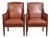 Set of Brown Leather Armchairs For Sale