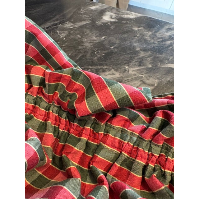Custom Plaid Silk-Style Taffeta Balloon Shade With Original Lift Hardware, 60” For Sale - Image 14 of 17
