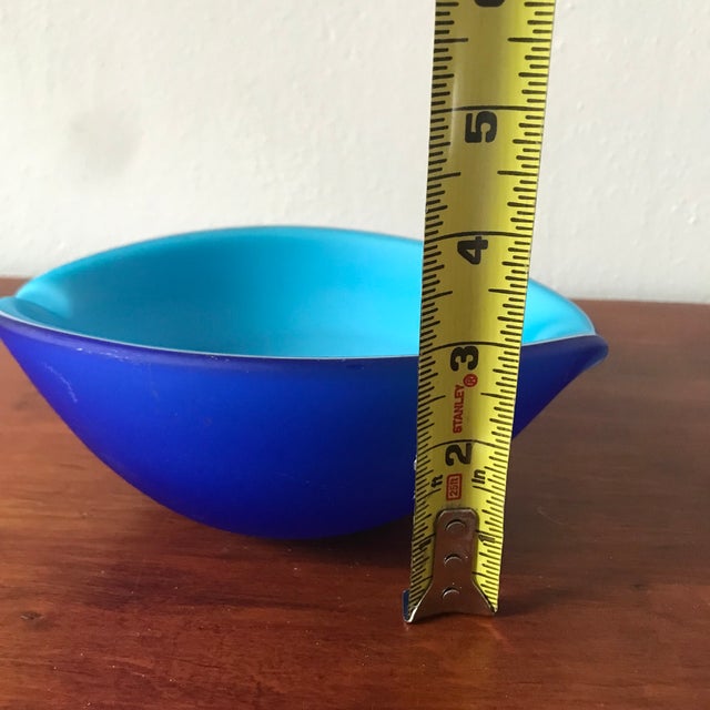 Blue Vintage Late 20th Century Frosted Cased Art Glass Ashtray or Catchall For Sale - Image 8 of 10