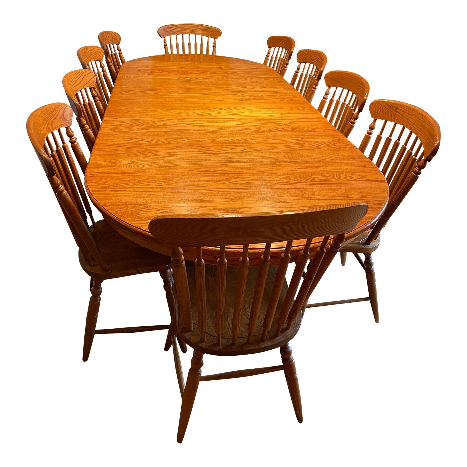 Mid 20th Century Oval Tom Seely Natural Solid Oak Double Pedestal Claw