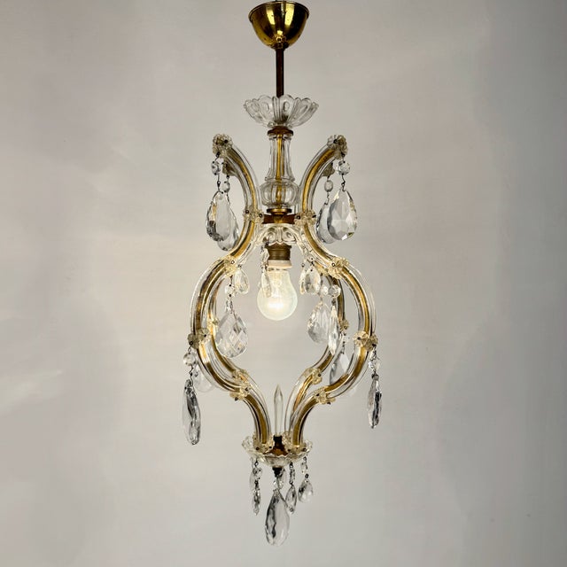 Small Maria Theresa Style Crystal Chandelier from Salviati, Italy, 1930s For Sale - Image 10 of 12