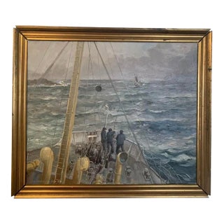 1980s Maritime Oil Painting by Ants Lepson, Framed For Sale