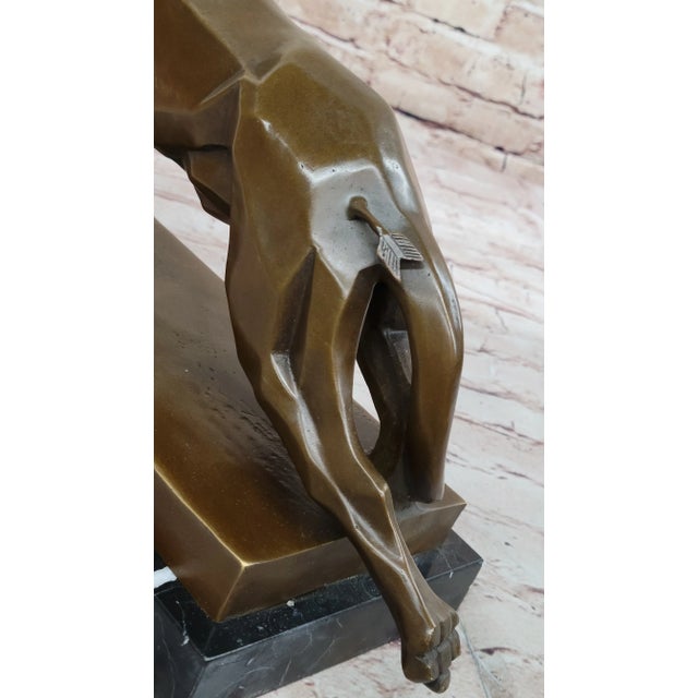 Henry Moore Modern Art Abstract Jaguar Panther Cougar Lion Bronze Sculpture For Sale - Image 9 of 10