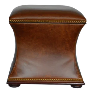 Hickory Chair Charles Hassock Leather Brass Studded Ottoman