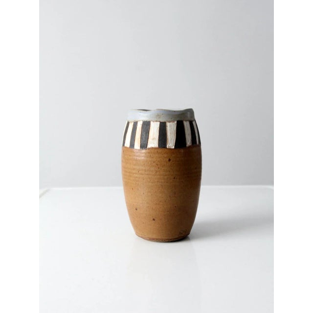 Late 20th Century Vintage Signed Studio Pottery Vase For Sale - Image 5 of 12