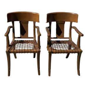 Mid Century Modern Klismos Arm Chairs- Pair