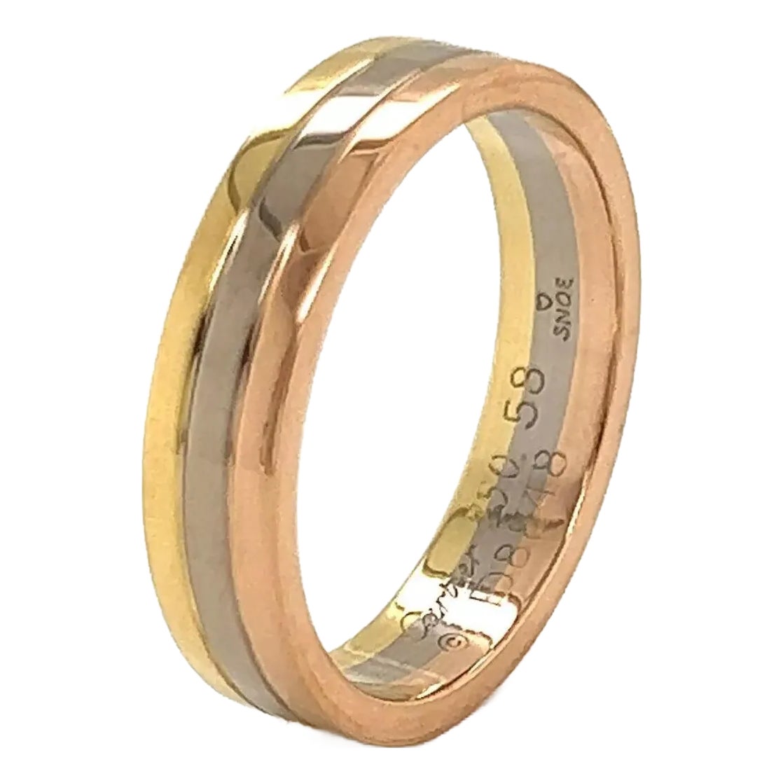 Cartier Vendome Louis Cartier 18k Tri Color Gold Band Ring - Size
