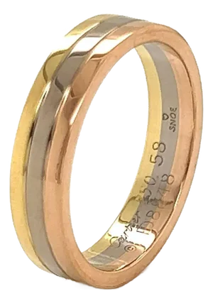 Cartier Vendome Louis Cartier 18k Tri Color Gold Band Ring - Size 8