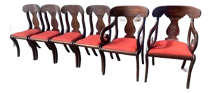 Share Set of 6 Antique Regency Style Mahogany Dining Chairs, Vase Shape Splats