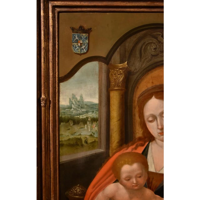 Baroque Follower of Maestro Del Pappagallo, Madonna, 1600, Oil on Board, Framed For Sale - Image 3 of 17