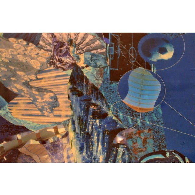 Abstract Collage in Tones of Blue by Bill Allan, UK, 1990s For Sale - Image 3 of 6