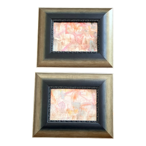1960’s 2 Original Abstract Expressionist Surreal Watercolor/Ink Paintings Signed -a Pair