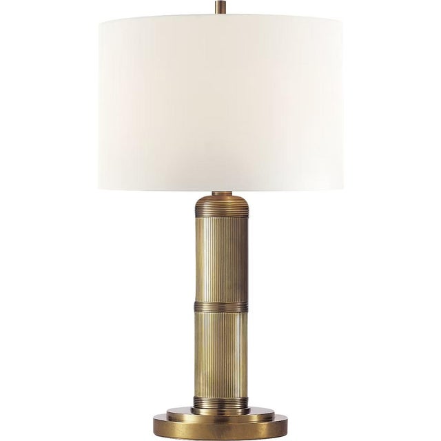 Modern Thomas O'Brien by Visual Comfort Signature Longacre Small Table Lamp in Hand-Rubbed Antique Brass with Linen Shade For Sale - Image 3 of 3